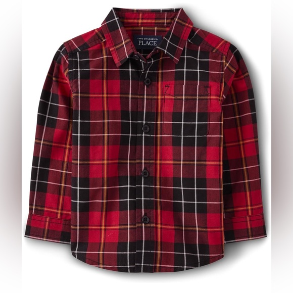 The Children's Place Boys' and Toddler Poplin Long Sleeve Button Down Shirt - Picture 5 of 5